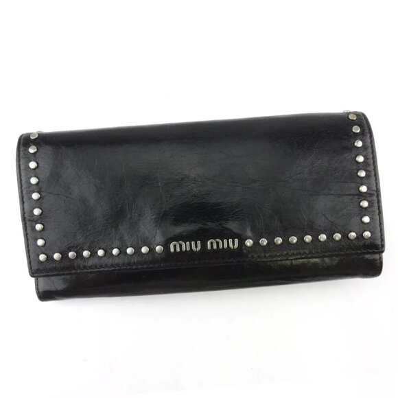 MIU MIU wallet studded leather Authentic USED